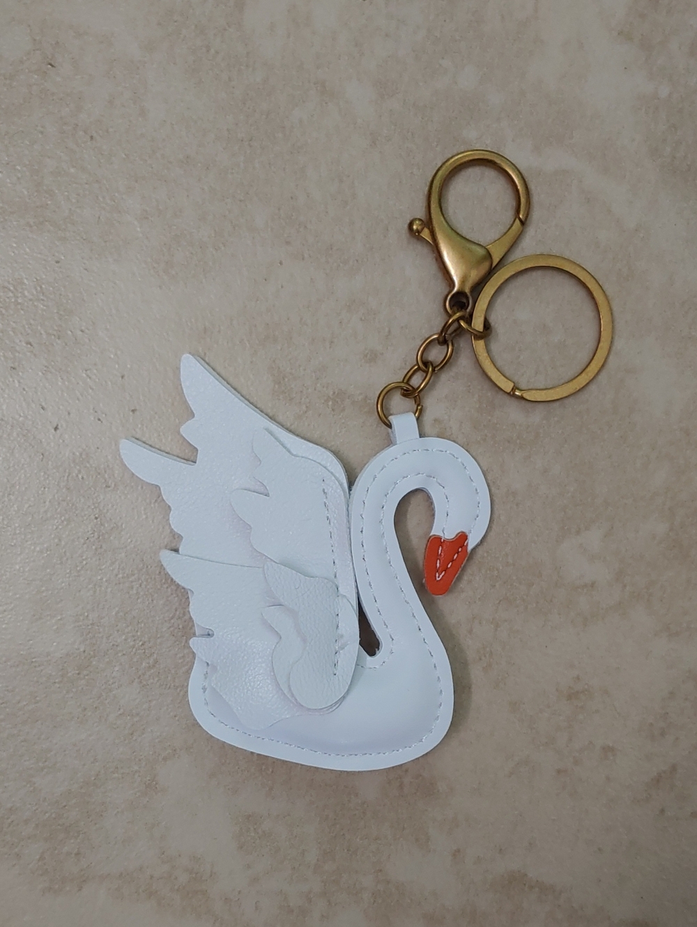 White Swan Keychain Faux Leather Bag Charm New